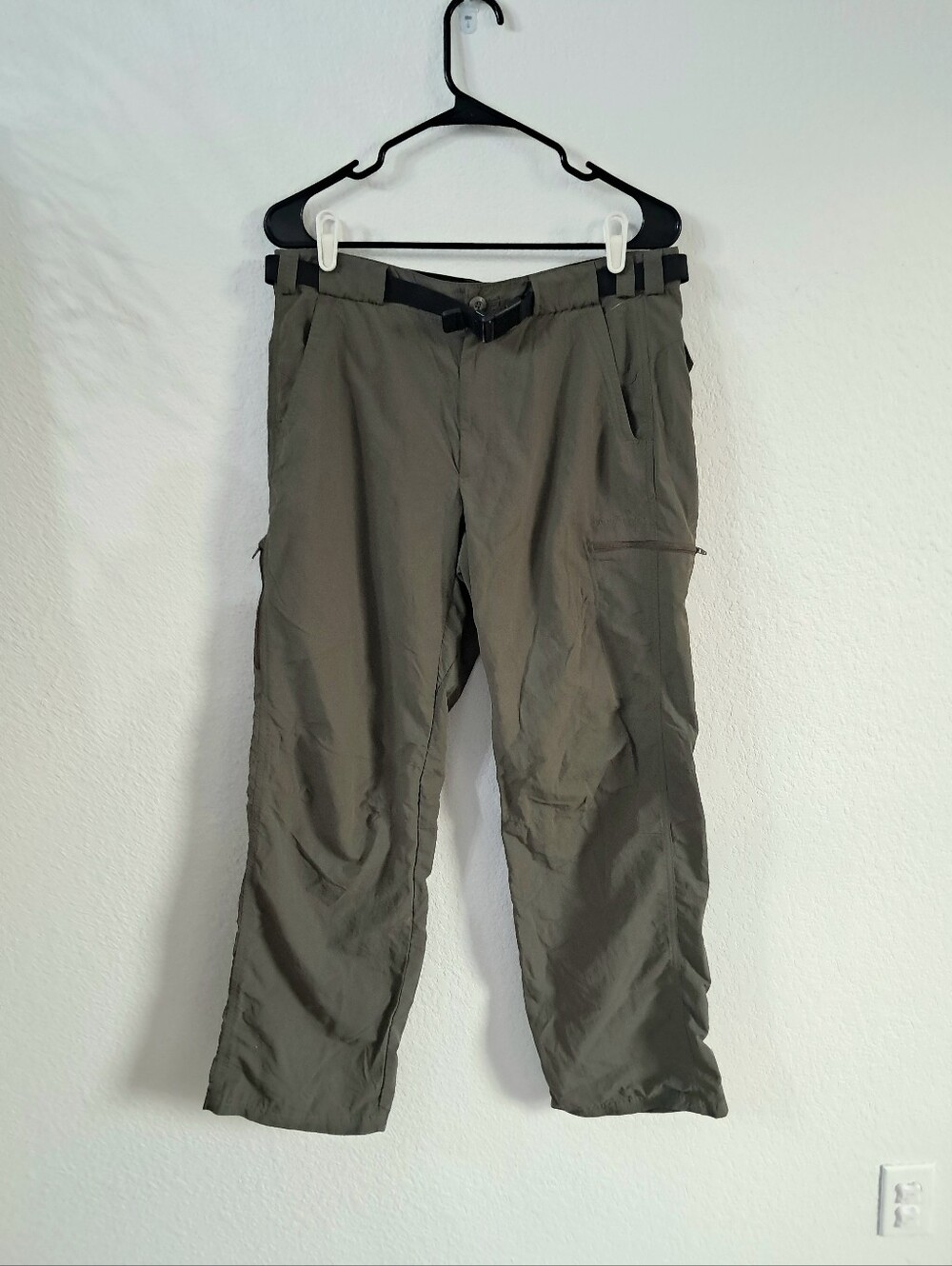 Eddie Bauer Sport Windbreaker Pants Green Wide Leg Fishing Hunting Campcore